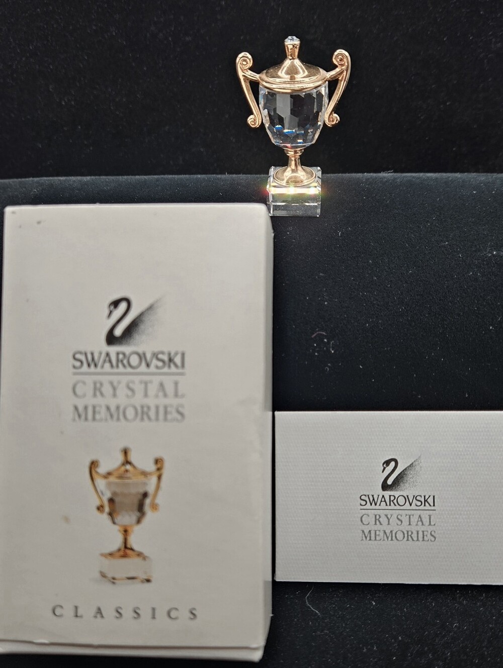 Swarovski Clear Crystal Trophy Figurine with Gold Accents